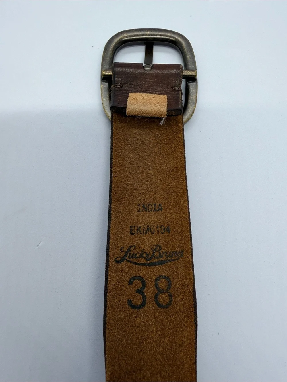 Lucky Brand Dark Brown Leather Belt with Antique Brass Buckle